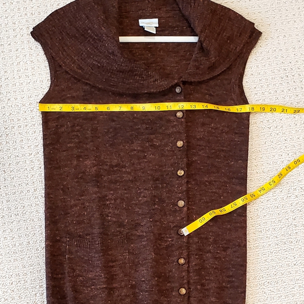 Tracy Reese Wool/Linen Cranberry Black Longline Vest Cardigan Sweater, Med, EUC - Picture 13 of 16